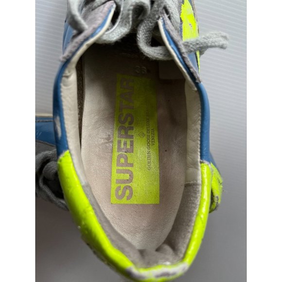 Golden Goose "Superstar" Blue, Gray & Yellow Sneakers, Size 6 (US) 36 (IT) - Picture 11 of 11